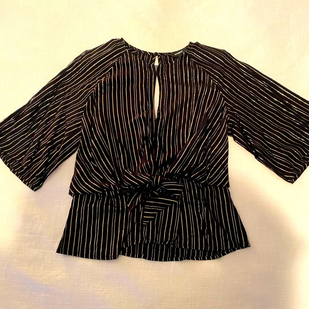 Fun, festive, black and gold top from Express